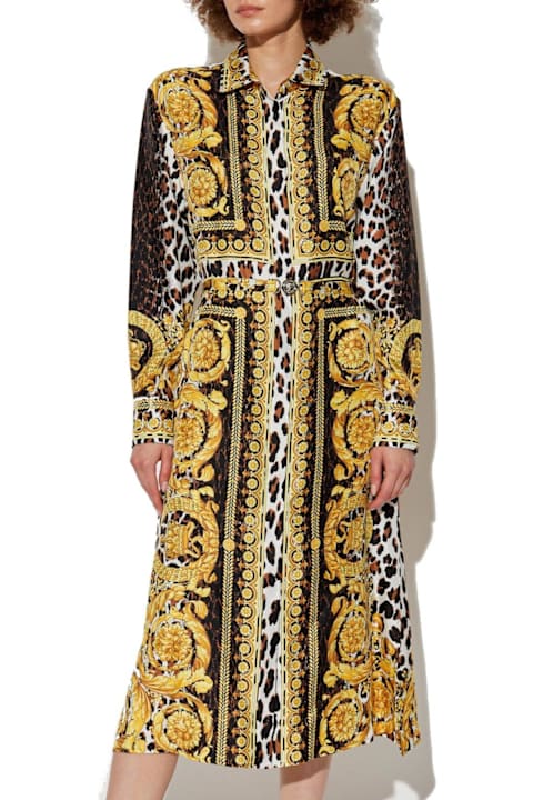 Versace Sale for Women Versace Wild Barocco Foulard Long-sleeved Shirt Dress