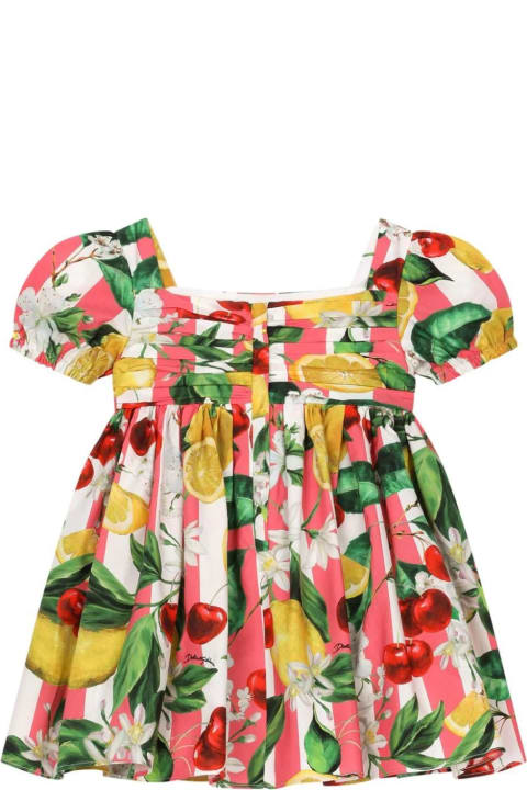Dresses for Baby Girls Dolce & Gabbana Poplin Dress With Lemon And Cherry Print