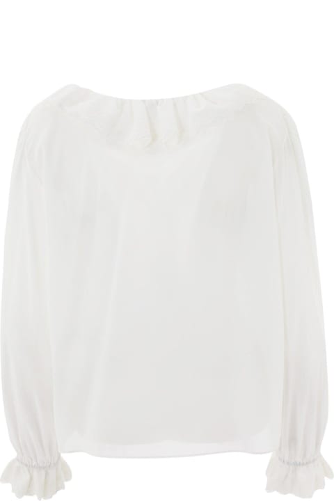 Fashion for Women Saint Laurent Broderie Anglaise Frilled Tie Blouse