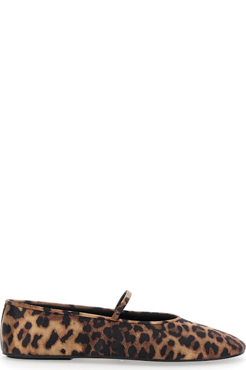 Jeffrey Campbell Shoes for Women Jeffrey Campbell 'dancerina' Brown Ballet Shoes With Strap And Leopard Print In Tech Fabric Woman