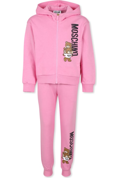 Jumpsuits for Girls Moschino Pink Suit For Girl With Teddy Bear