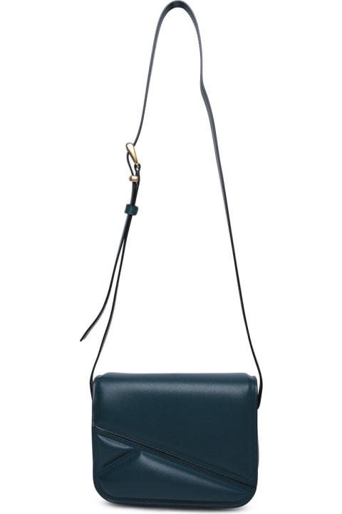Wandler Shoulder Bags for Women Wandler Medium 'oscar Trunk' Teal Calf Leather Bag