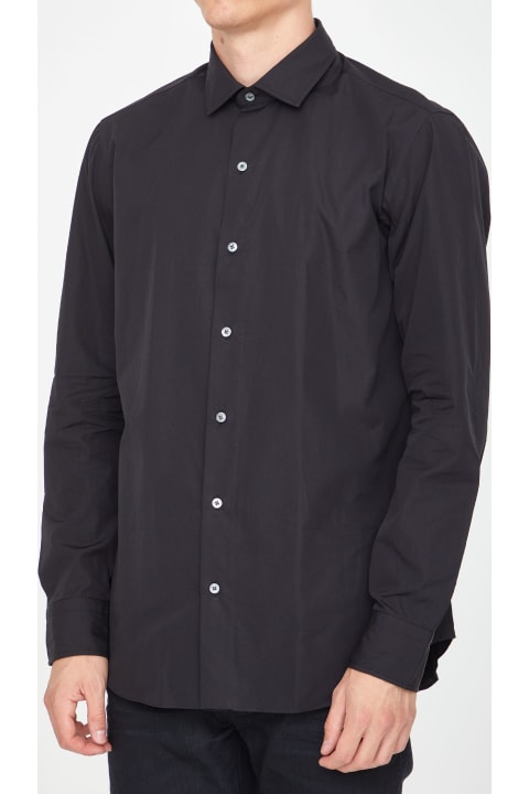 Salvatore Piccolo قمصان لـ القسم الرجالي Salvatore Piccolo Black Cotton Shirt