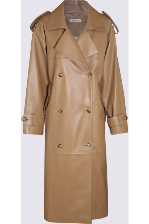 The Mannei Coats & Jackets for Women The Mannei Beige Leather Shamali Coat