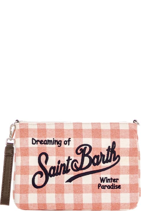 Luggage for Women MC2 Saint Barth Parisienne Pink Gingham Wooly Cross-body Pouch Bag