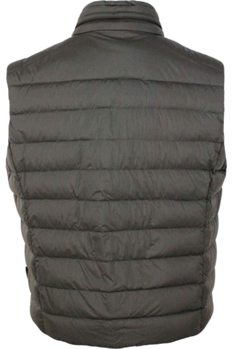 Moorer for Men Moorer Sleeveless Vest Padded With Real Goose Down With Concealed Hood And Front Zip And Button Closure