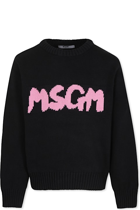 MSGM for Kids MSGM Black Sweater For Girl With Logo