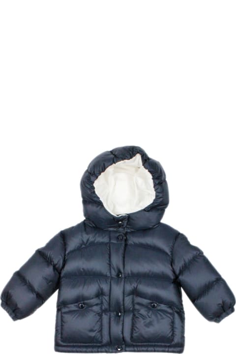 Topwear for Baby Girls Moncler Bardanette Down Jacket In Real Goose Down With Integrated Hood And Elastic At The Bottom And On The Cuffs In Vit