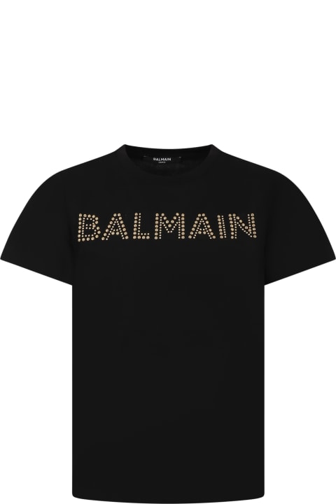 Homeware Balmain Black T-shirt For Girl With Logo