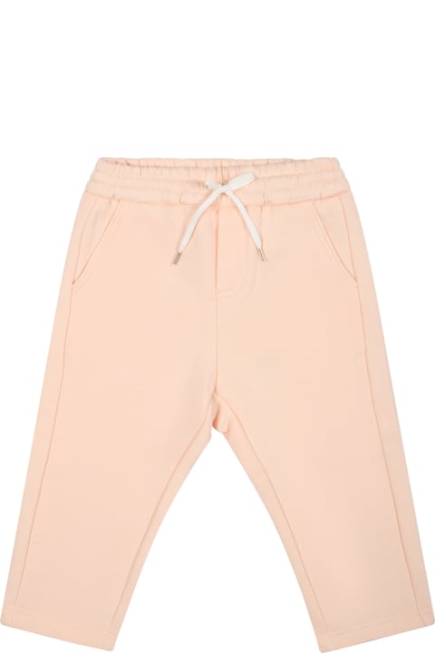 Pink Casual Trousers For Baby Gilr With Logo