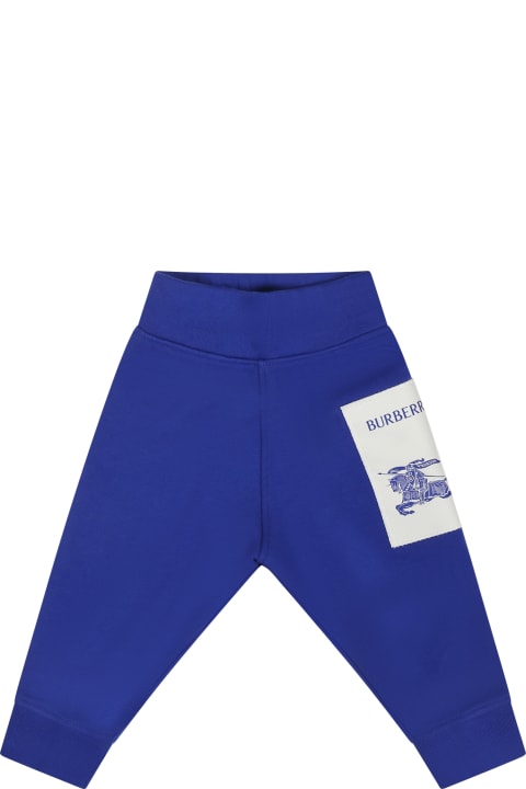 Sale for Baby Girls Burberry Blue Trousers For Baby Boy With Logo