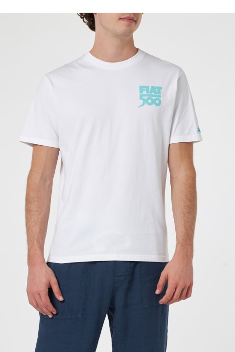 Homeware MC2 Saint Barth Man Cotton T-shirt With Spiaggina Front And Back Placed Print | Fiat 500 Special Edition