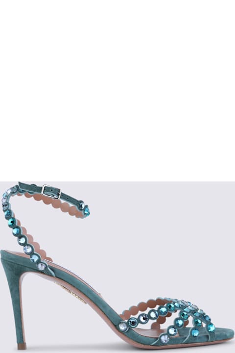 Aquazzura Turquoise Leather Tequila Sandals 85