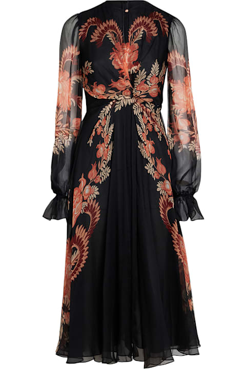 Etro جمب سوت لـ السيدات Etro Printed Black Chiffon Dress