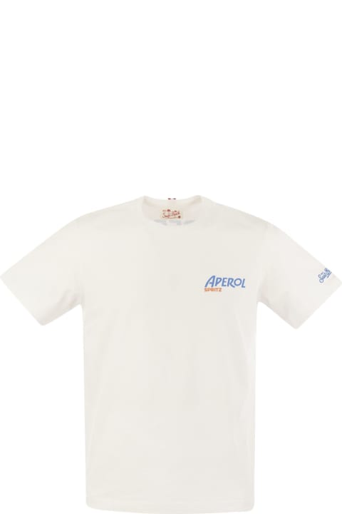 メンズ新着アイテム MC2 Saint Barth T-shirt With Print On Chest And Back Aperol Special Edition