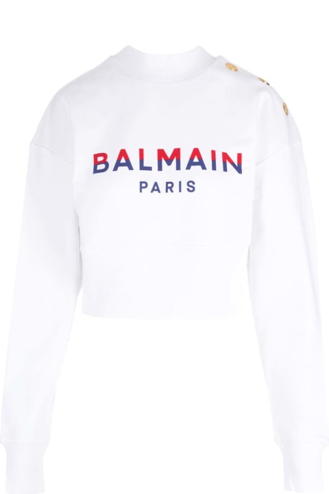 Balmain Clothing for Women Balmain Cotton Crop Sweatshirt With Logo