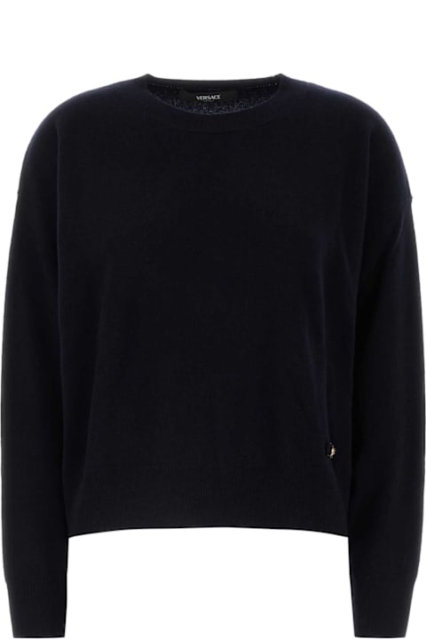 Homeware Versace Midnight Blue Stretch Wool Blend Sweater