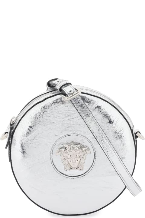 Versace for Women Versace La Medusa Laminated Silver Leather Bag