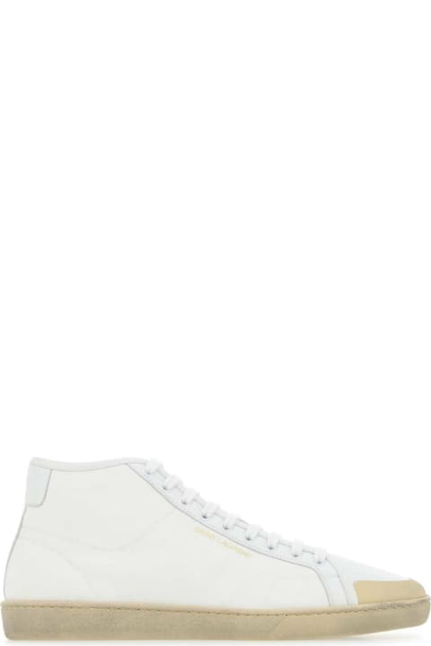 Shoes for Men Saint Laurent White Canvas And Leather Court Classic Sl/39 Sneakers