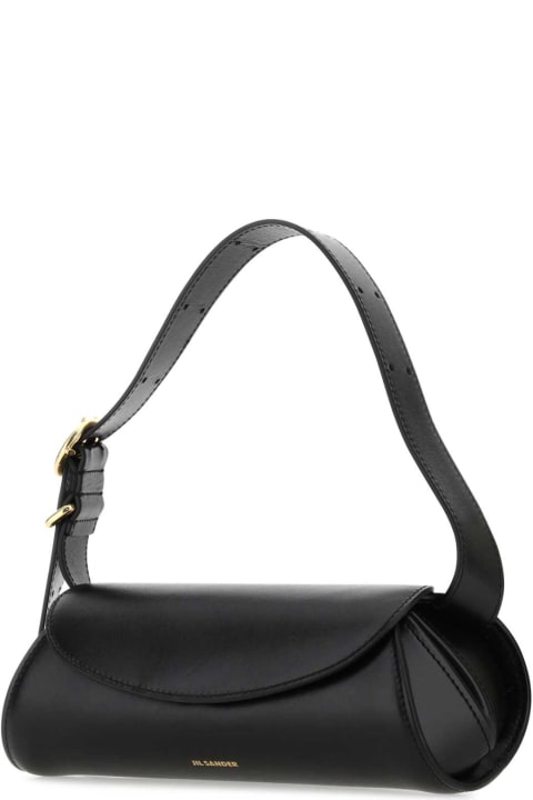 メンズ Jil Sanderのトートバッグ Jil Sander Black Leather Small Cannolo Shoulder Bag
