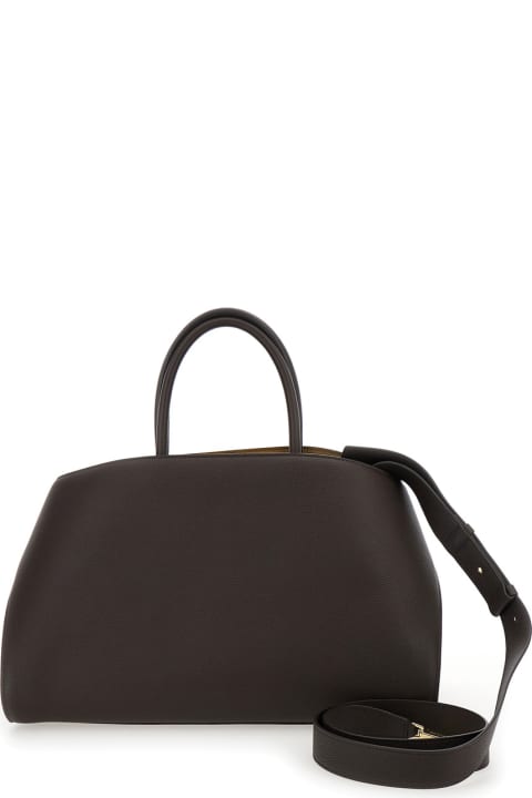 Ferragamo for Kids Ferragamo 'hug Bicolor' Brown Handbag With Logo And Gancini Buckle In Leather Woman