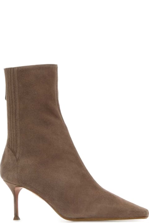 Aquazzura Dove Grey Suede Saint Honor Ankle Boots