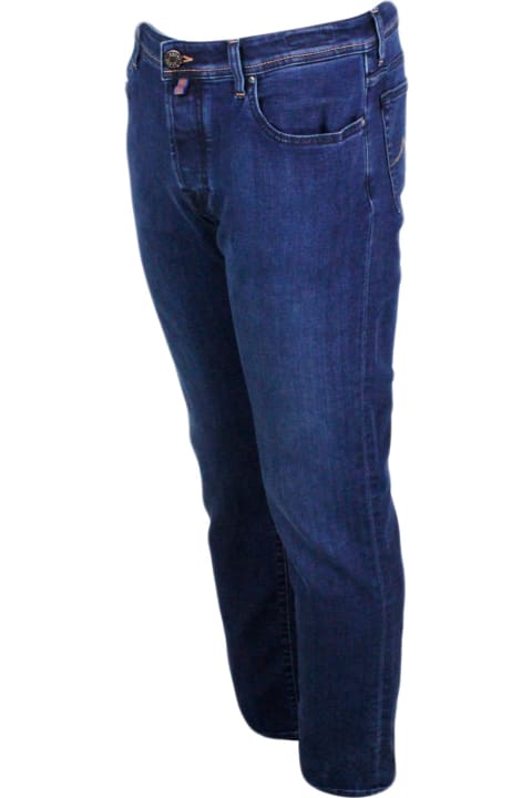 メンズ デニム Jacob Cohen Bard J688 Luxury Edition Denim Trousers In Soft Stretch Denim With 5 Pockets With Closure Buttons And Metal Button, Pony Skin Logo With Logo