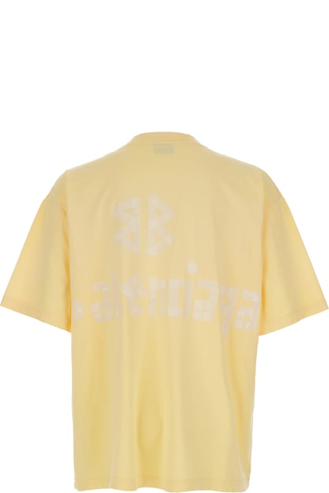 Balenciaga Topwear for Men Balenciaga 'political C' Yellow Crewneck T-shirt With Logo Lettering On The Front And Logo Print On The Rear In Cotton Man