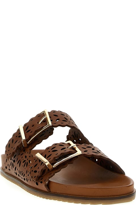 TwinSet Sandals for Women TwinSet Openwork Leather Sandals
