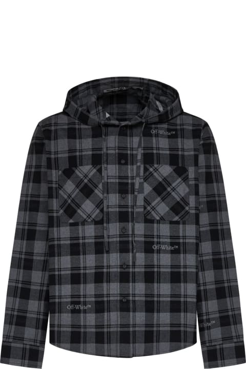 Off-White Shirts for Men Off-White Hooded Flannel Shirt
