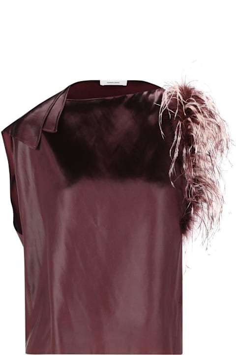 Ferragamo لـ Women Ferragamo Feather-bouquet Asymmetric Sleeveless Top