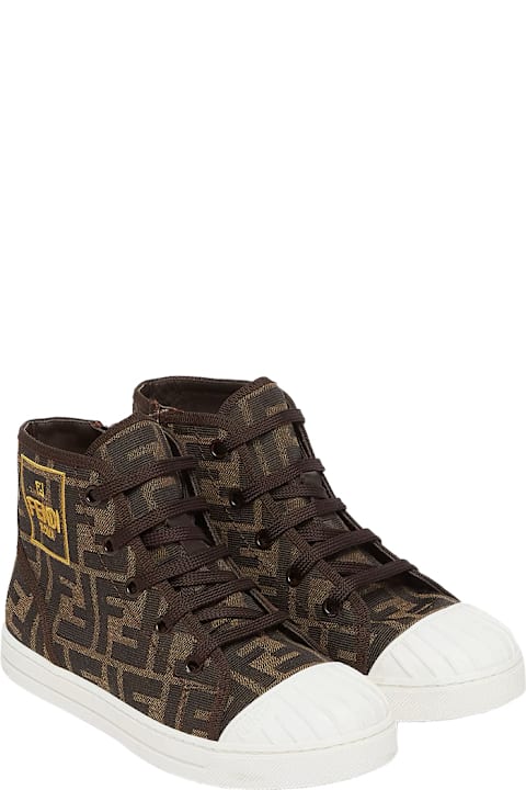 ガールズ Fendiのシューズ Fendi Mid-top Sneakers With All-over Ff Logo