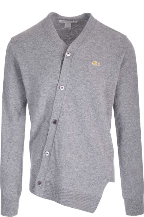 Sweaters for Men Comme des Garçons X Lacoste Asymmetric-hem Buttoned Cardigan