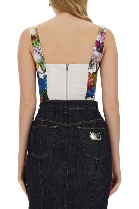 Topwear for Women Dolce & Gabbana Night Flower Print Bustier Top