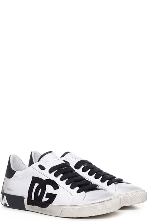 Shoes for Men Dolce & Gabbana Portofino Vintage Sneaker In Calf Leather