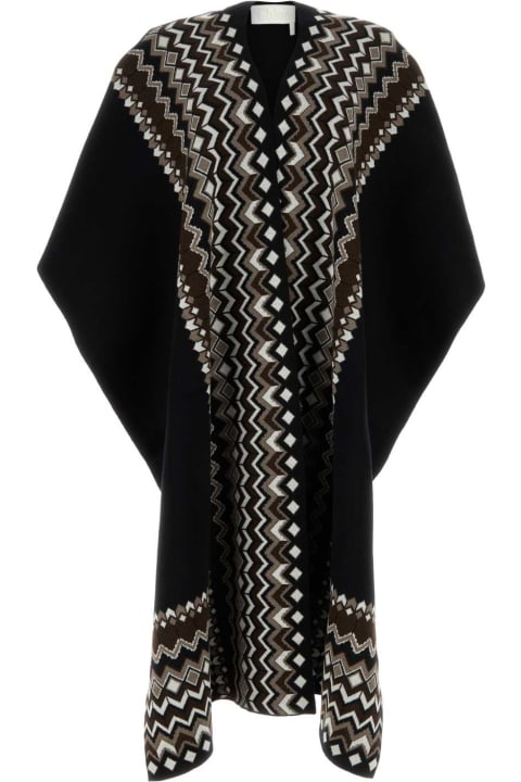 Sweaters for Women Chloé Black Stretch Wool Blend Cape