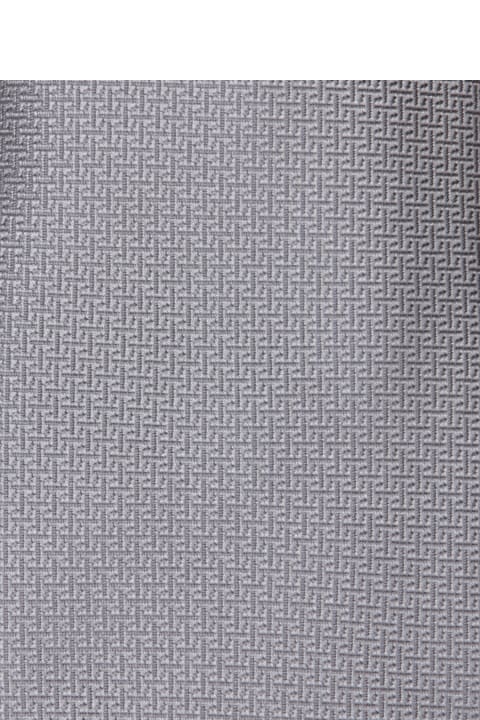 Canali Ties for Men Canali Micropattern Pearl Grey Tie