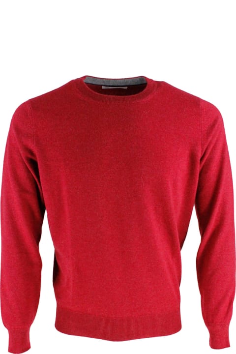 メンズ Brunello Cucinelliのニットウェア Brunello Cucinelli Cashmere Crewneck Sweater With Contrasting Profile