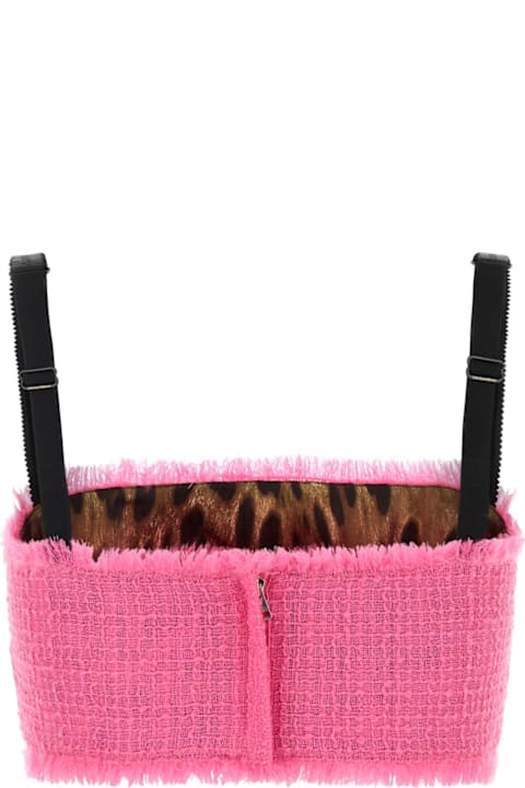 Dolce & Gabbana Fleeces & Tracksuits for Women Dolce & Gabbana Fuchsia Tweed Crop-top