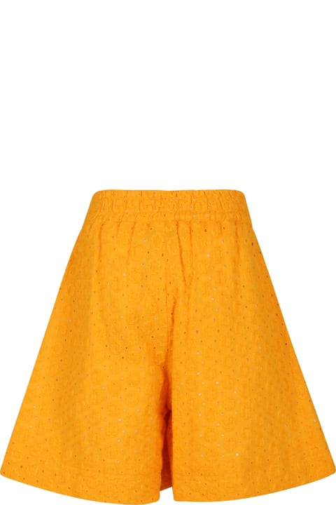 Bottoms for Girls MSGM Orange Short For Girl With Broderie Anglaise