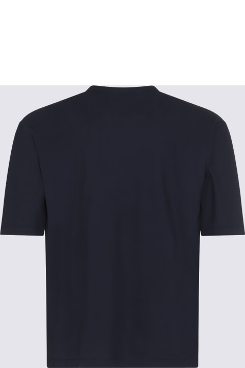 Piacenza Cashmere Topwear for Men Piacenza Cashmere Navy Blue Cotton T-shirt