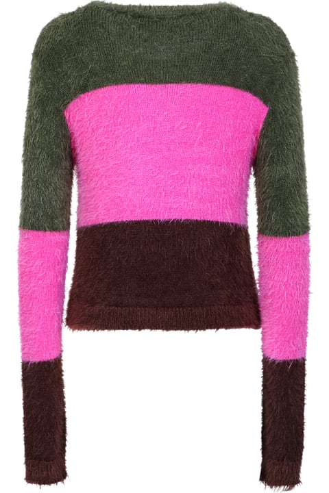 ウィメンズ Dsquared2のニットウェア Dsquared2 Brown And Pink Fuzzy Stripes Sweater