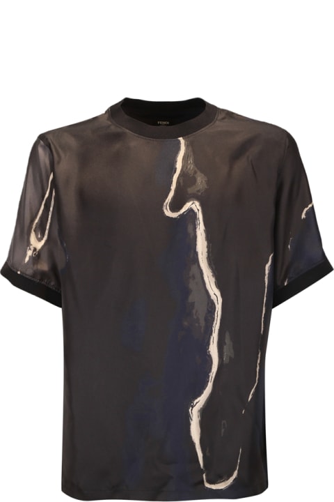 Silk T-shirt With Fendi Earth Print
