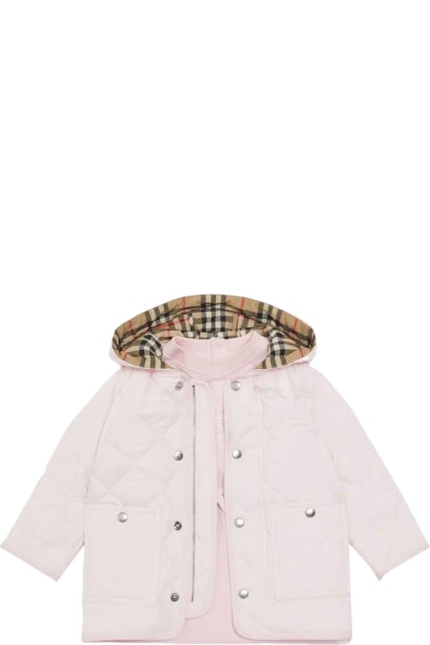 Topwear for Baby Girls Burberry Pink Coat Baby Girl