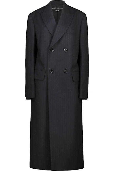 Junya Watanabe Coats & Jackets for Women Junya Watanabe Double-breasted Coat In Pinstriped Wool