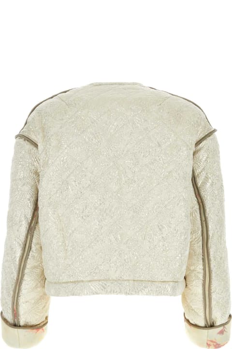 Dries Van Noten Coats & Jackets for Women Dries Van Noten Platinum Silk Blend Bomber Jacket
