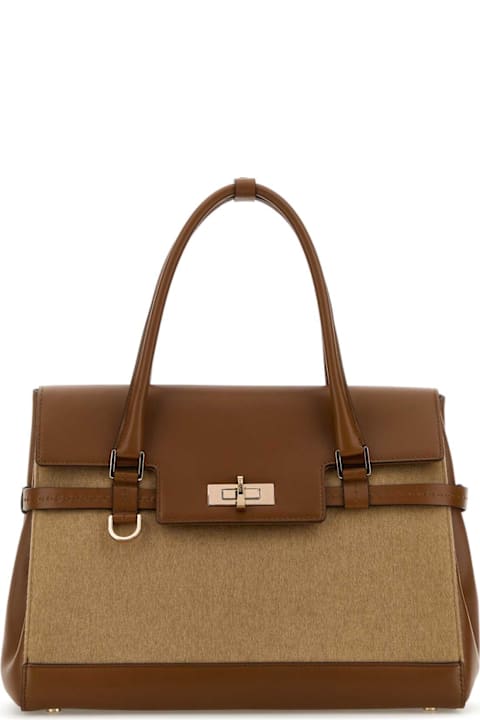 Max Mara Two-tone Leather And Fabric Margau Handbag