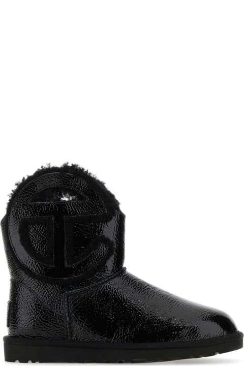 ウィメンズ新着アイテム UGG Black Leather Ugg X Telfar Logo Mini Crinkle Ankle Boots