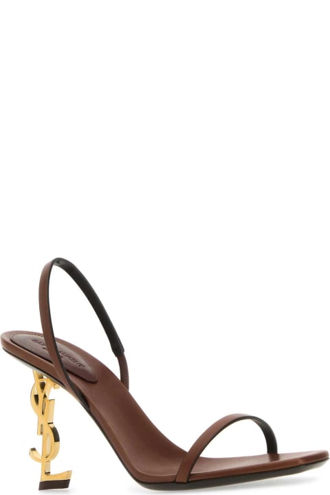 Sale for Women Saint Laurent Brown Leather Opyum 85 Sandals