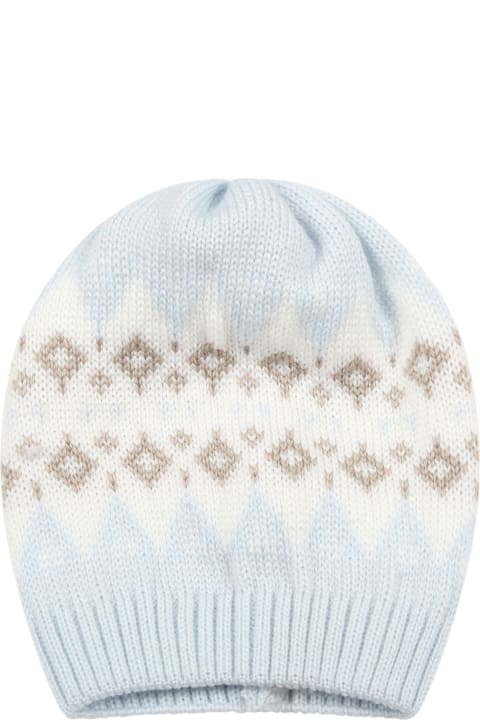 Light Blue Hat For Baby Boy With Pattern